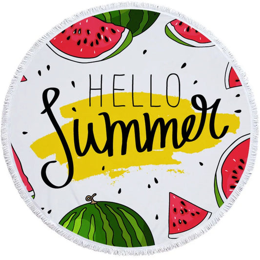 Serviette de plage ronde Hello Summer