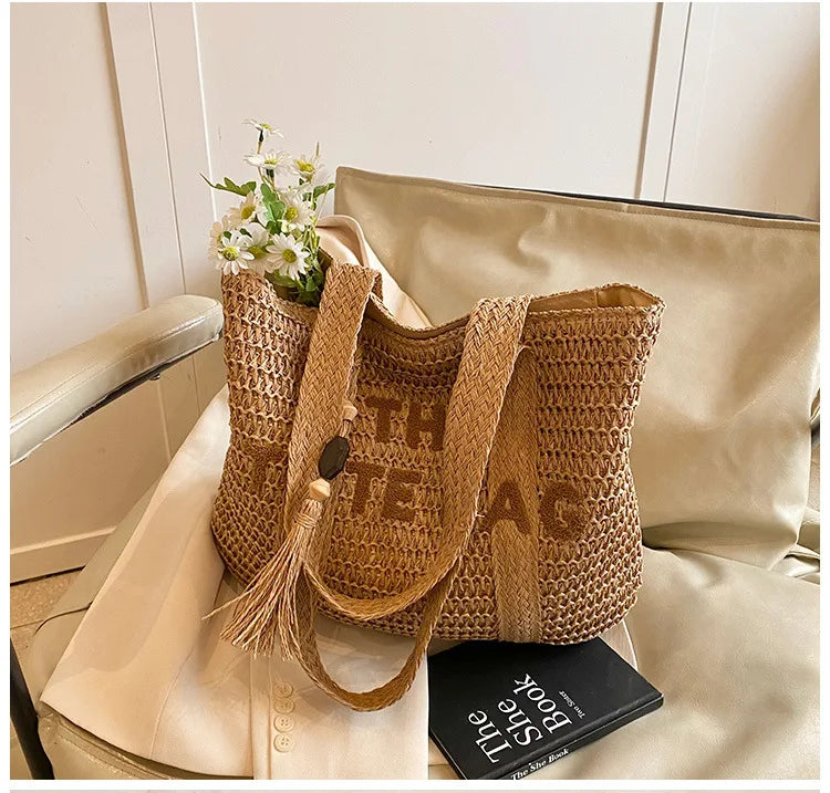 Sac de plage Tressé Boho 🌴 - Cabas tendance femme