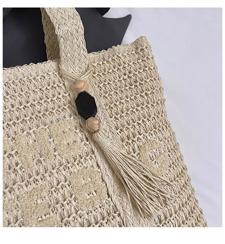 Sac de plage Tressé Boho 🌴 - Cabas tendance femme