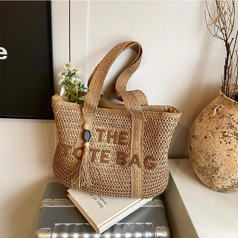 Sac de plage Tressé Boho 🌴 - Cabas tendance femme