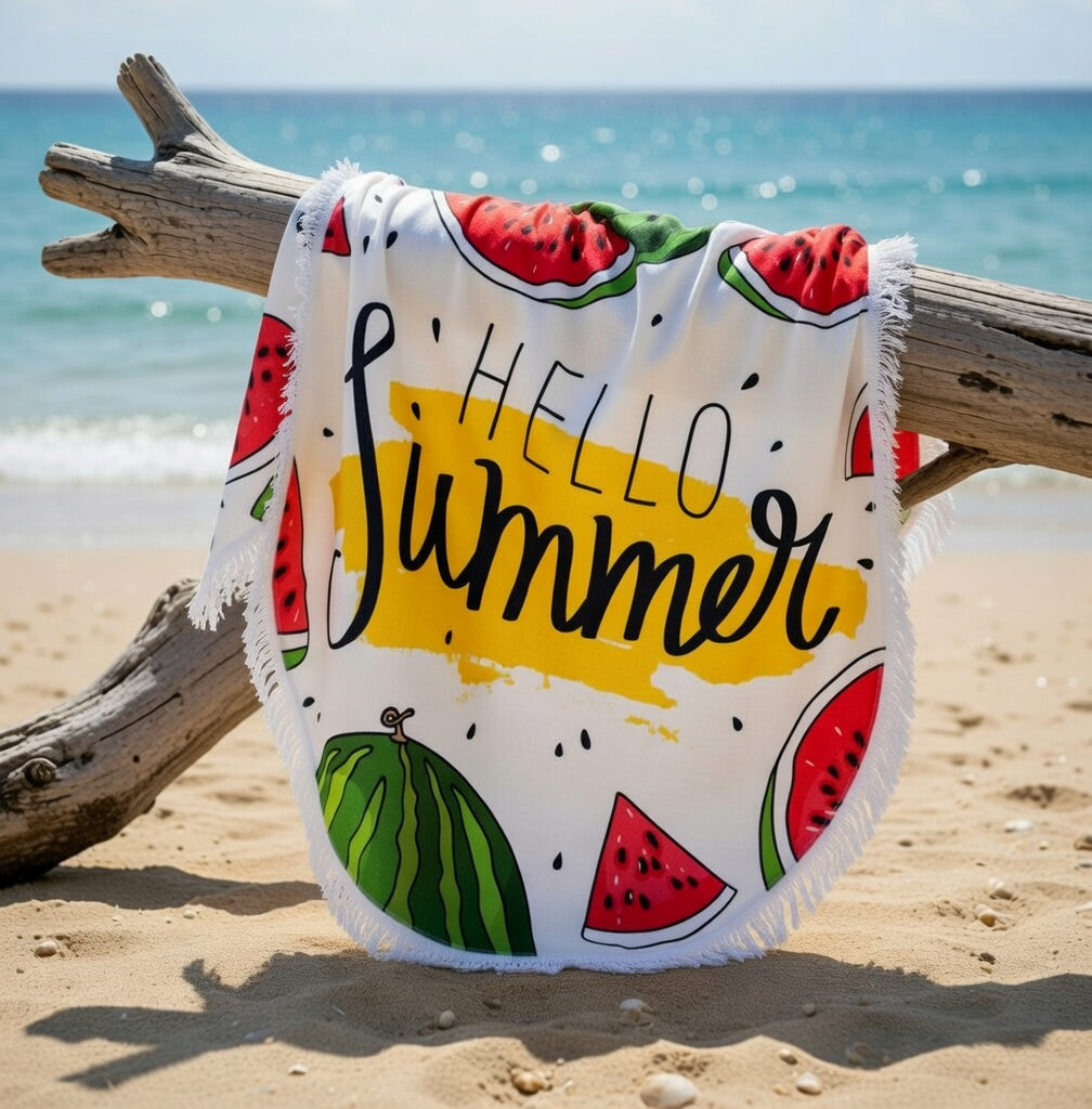 Serviette Ronde Hello Summer 🌞 - Microfibre Premium